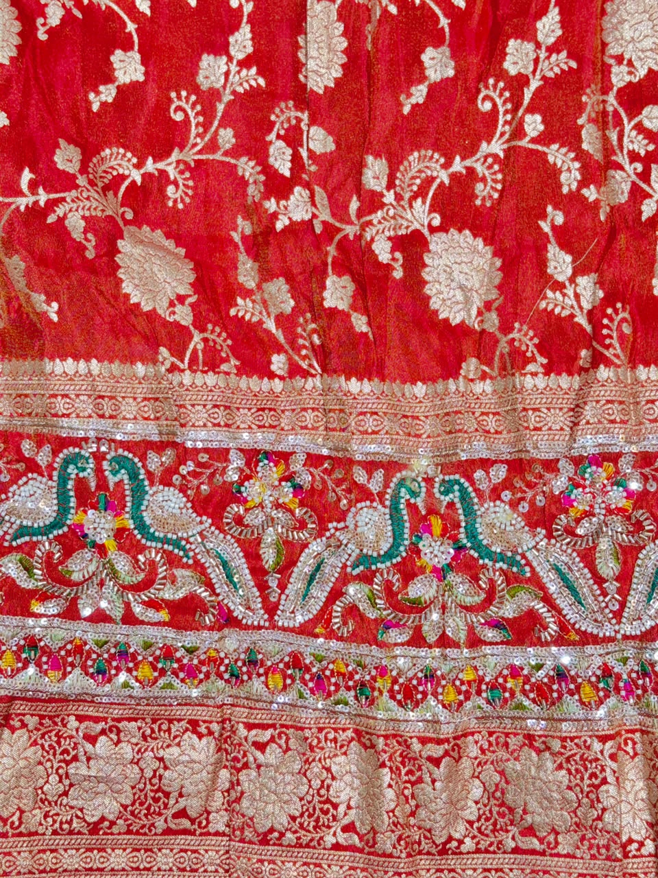 ✨ Premium Pure Viscose Tissue Fabric – Bridal maggam work width 44 red