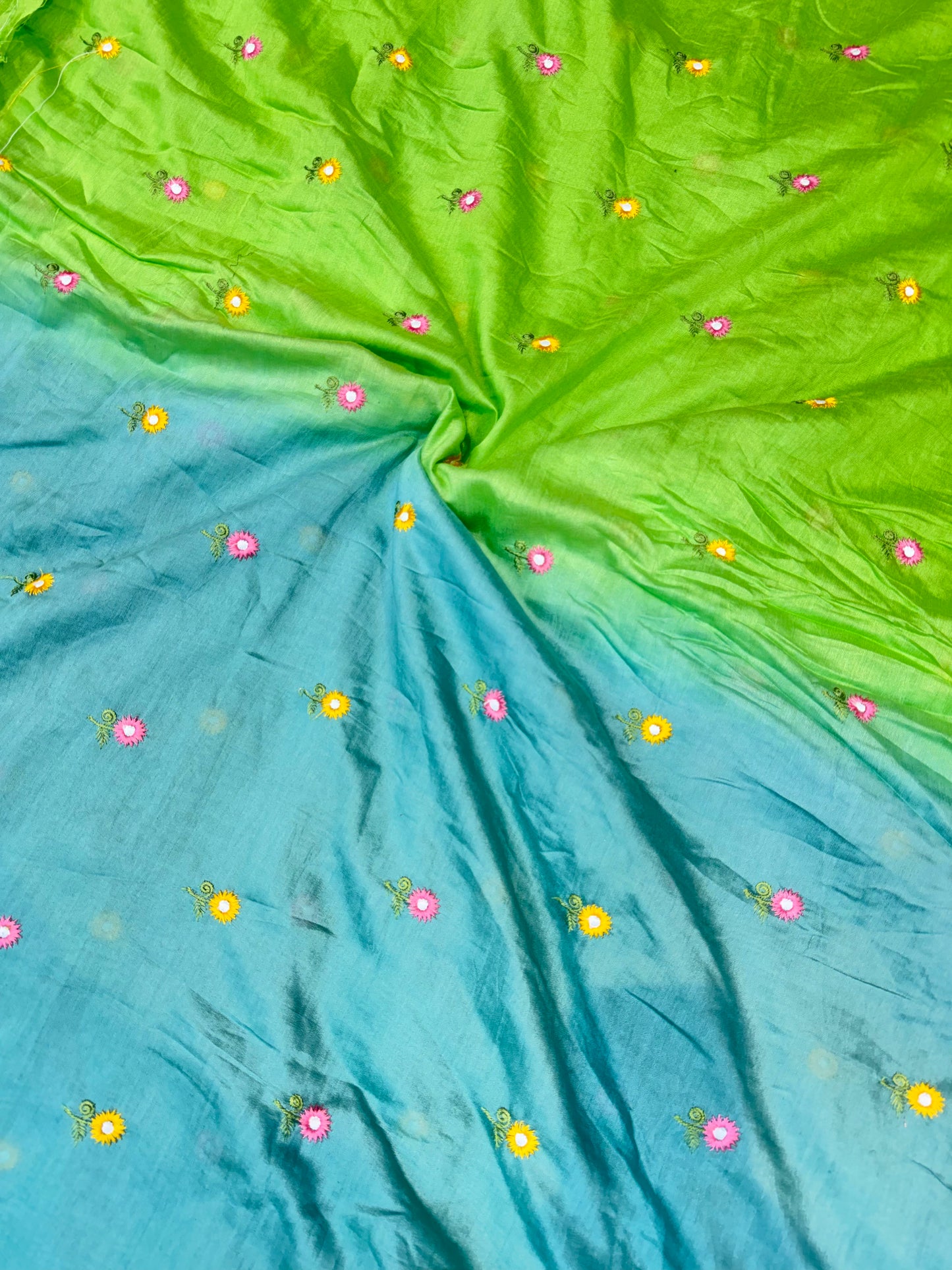 PURE Mul Chandari Double Shaded VERY SOFT Embroidered Fabric – 44 Inch Width