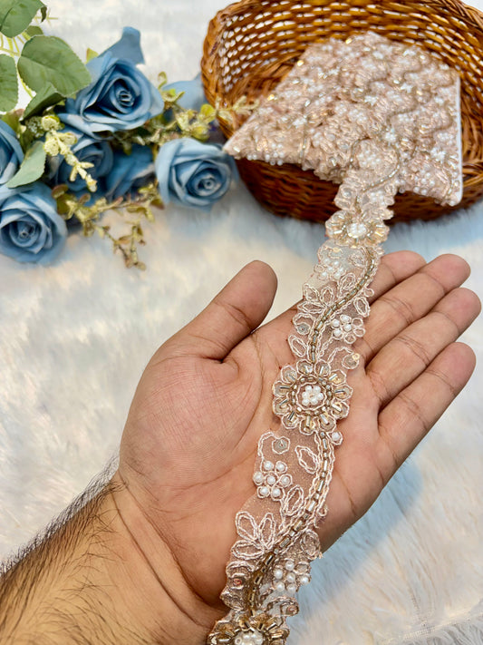 Handmade Designer Lace – 9 Meter Premium Decorative Lace (rose gold)