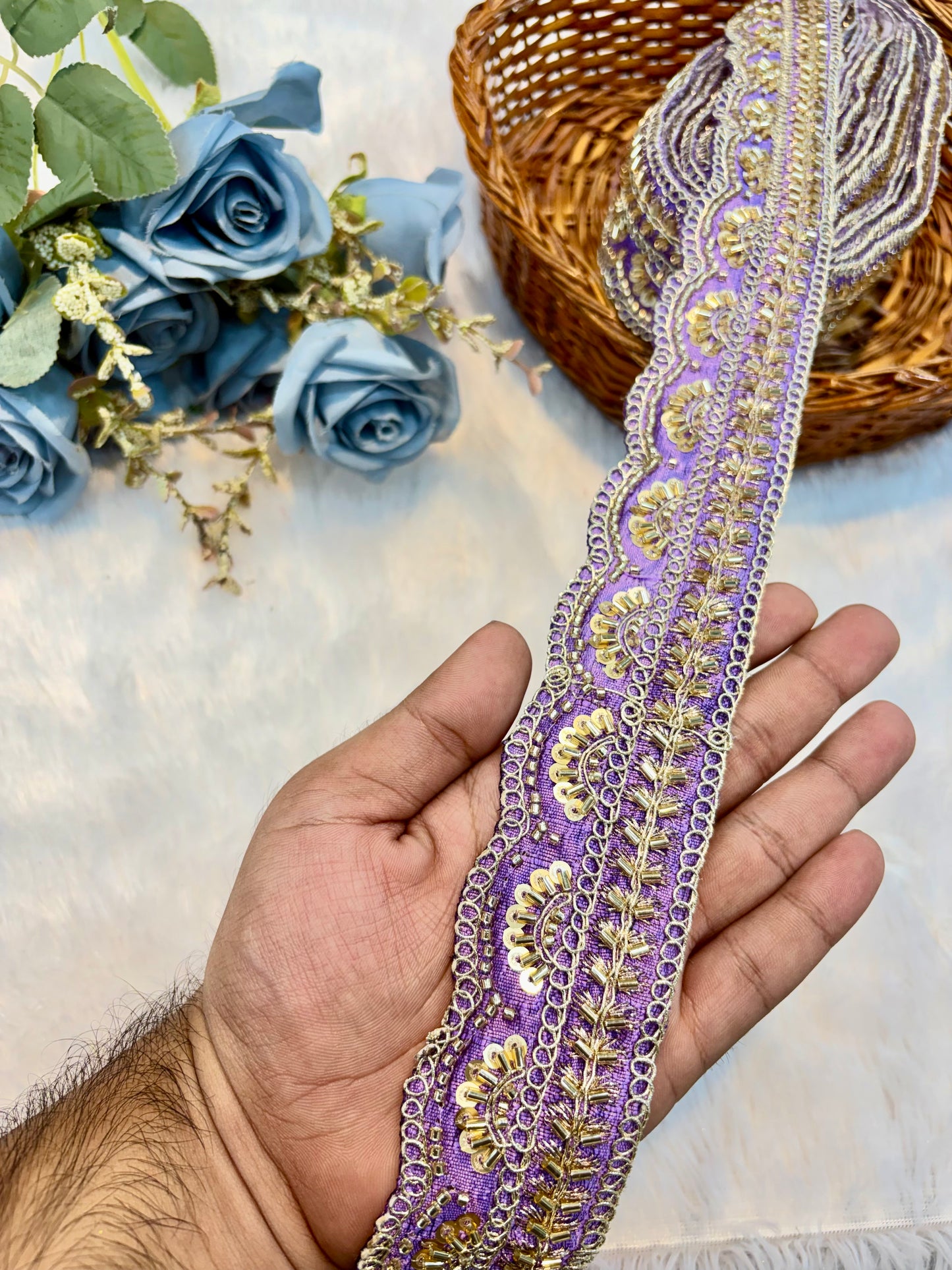 Premium handmade Designer Lace – 9 Meter Premium Decorative Lace (lavender)
