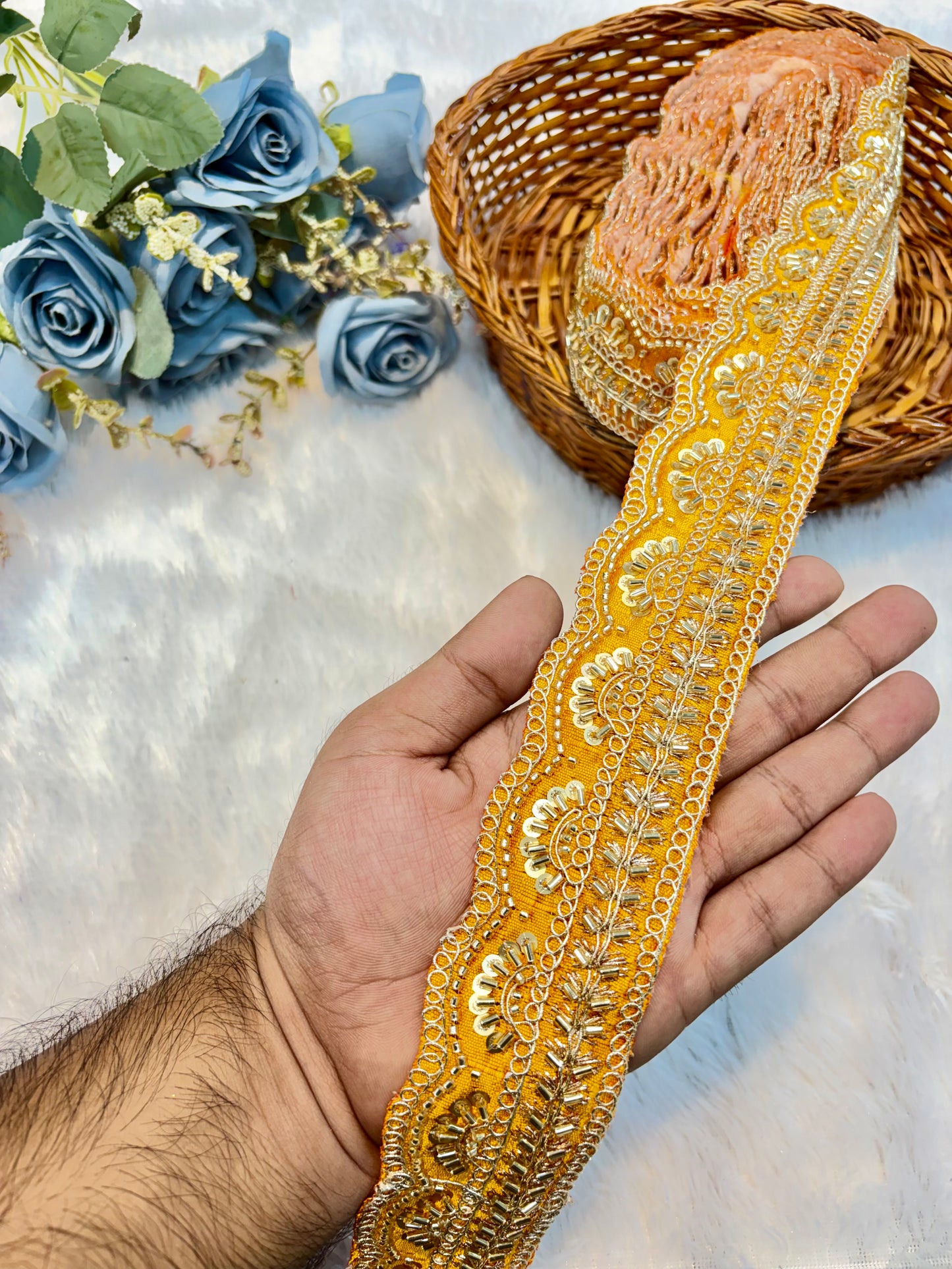 Premium handmade Designer Lace – 9 Meter Premium Decorative Lace (yellow)