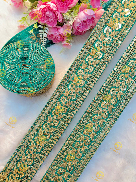 Premium Maharani Gold Zari Embroidered Lace 3inch (pack of 9 meter ) Saree border, lehenga, blouse, dupatta, gowns