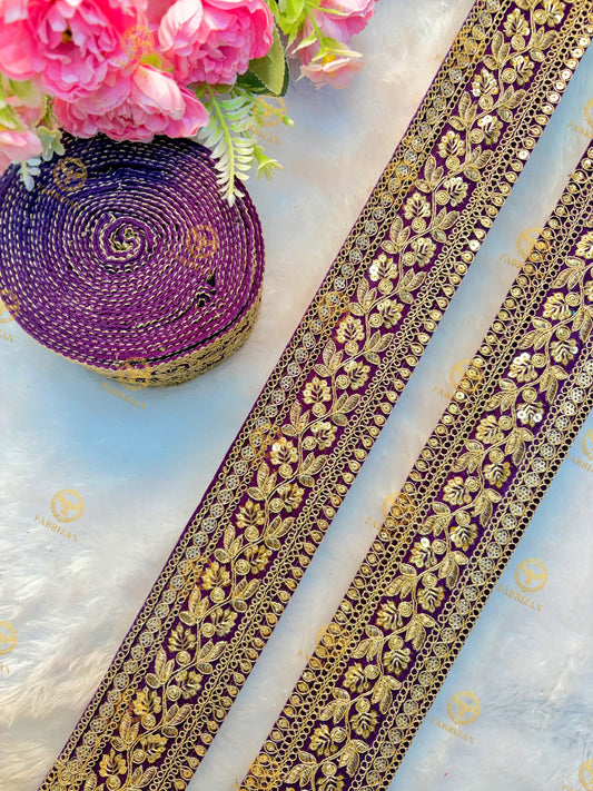 Premium Maharani Gold Zari Embroidered Lace 3inch (pack of 9 meter ) Saree border, lehenga, blouse, dupatta, gowns