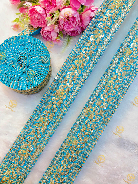Premium Maharani Gold Zari Embroidered Lace 3inch (pack of 9 meter ) Saree border, lehenga, blouse, dupatta, gowns