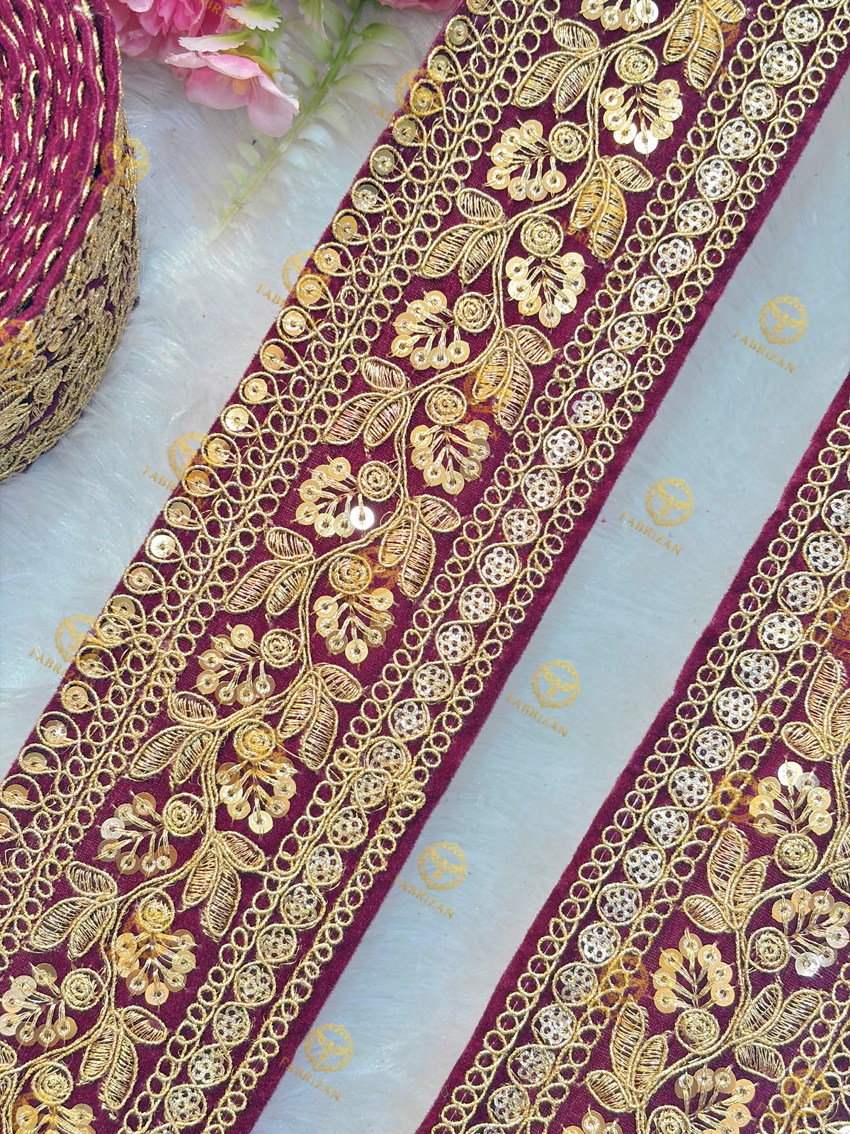 Premium Maharani Gold Zari Embroidered Lace 3inch (pack of 9 meter ) Saree border, lehenga, blouse, dupatta, gowns