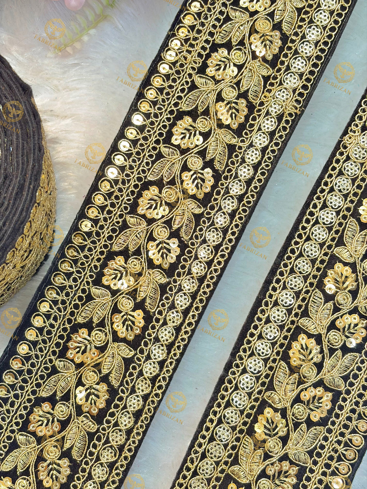 Premium Maharani Gold Zari Embroidered Lace 3inch (pack of 9 meter ) Saree border, lehenga, blouse, dupatta, gowns