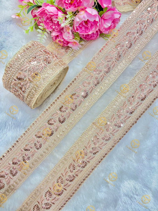 Premium Maharani Gold Zari Embroidered Lace 3inch (pack of 9 meter ) Saree border, lehenga, blouse, dupatta, gowns