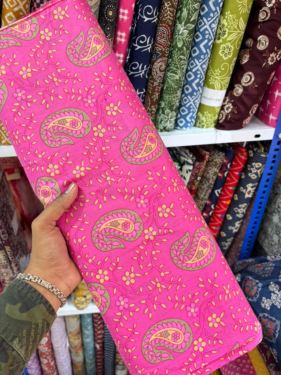 Pure 100% Cambric Cotton Printed Fabric – Soft & Elegant Ethnic Floral Design 44width Vol 2
