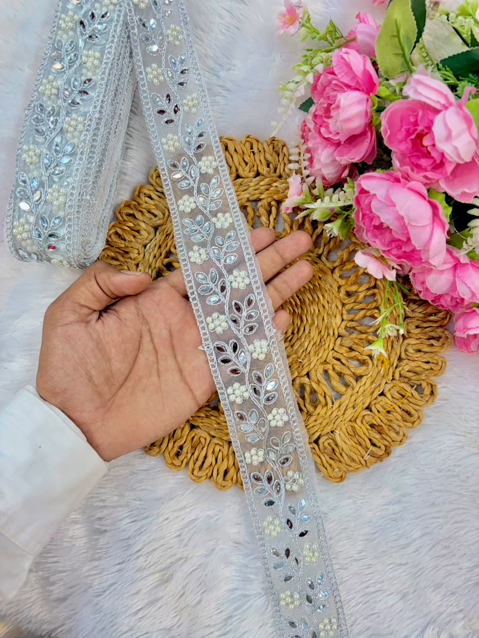 Exclusive Mirror Lace border purls pack of 9metrr