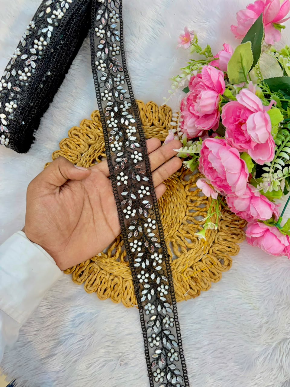 Exclusive Mirror Lace border purls pack of 9metrr