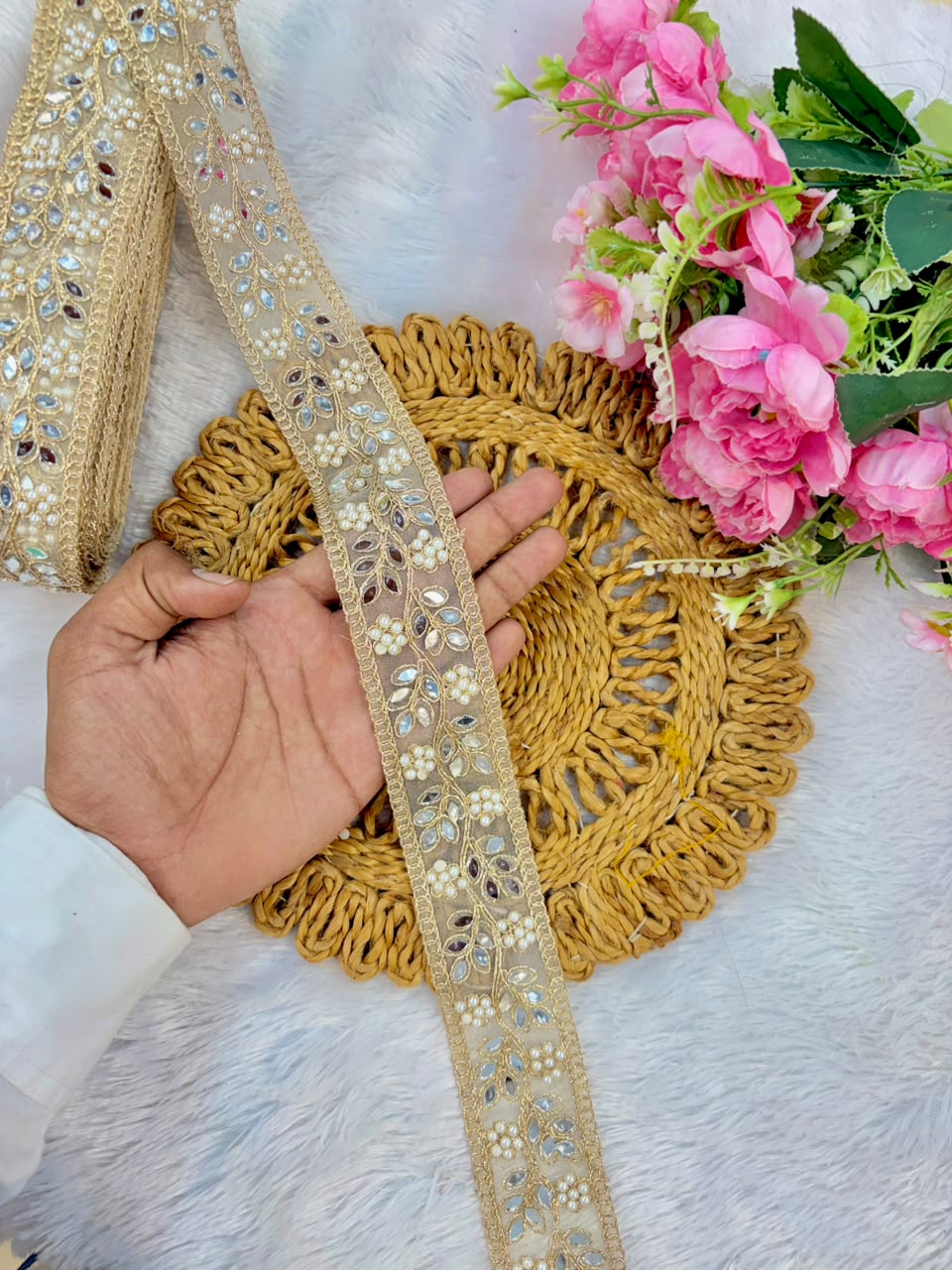 Exclusive Mirror Lace border purls pack of 9metrr