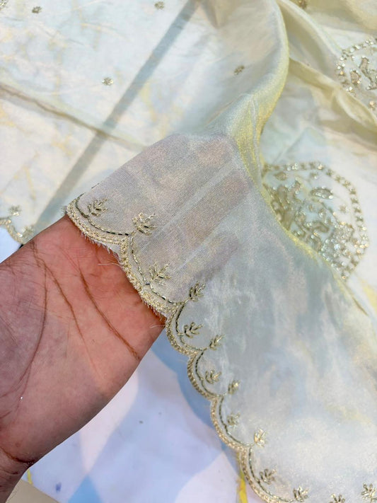 Luxe viscous Tissue Dupatta with Handcrafted Border 2.75 meter Dyble ✅