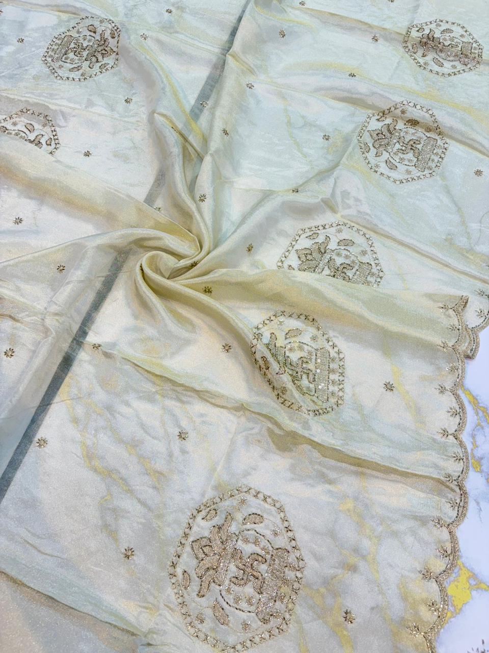 Luxe viscous Tissue Dupatta with Handcrafted Border 2.75 meter Dyble ✅