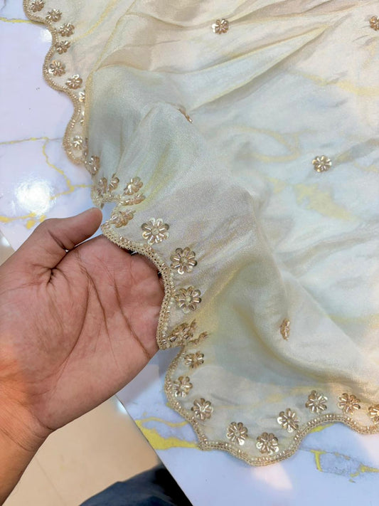 Luxe viscous Tissue Dupatta with Handcrafted Border 2.75 meter Dyble ✅