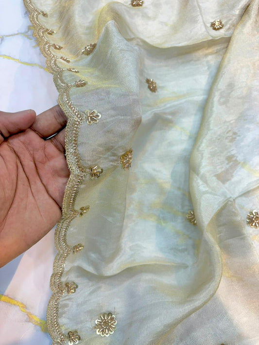 Luxe viscous Tissue Dupatta with Handcrafted Border 2.75 meter Dyble ✅