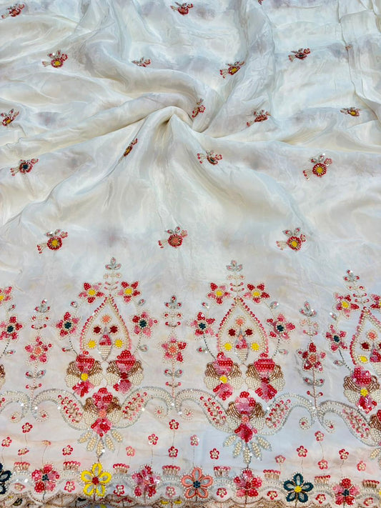 Natural crepe Luxe Handwork Crêpe width 44 bridal wear ✅Dyble