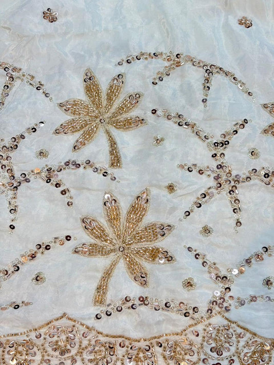 Natural crepe Luxe Handwork Crêpe width 44 bridal wear ✅Dyble