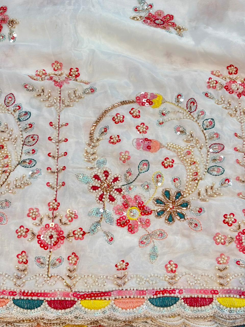 Natural crepe Luxe Handwork Crêpe width 44 bridal wear ✅Dyble