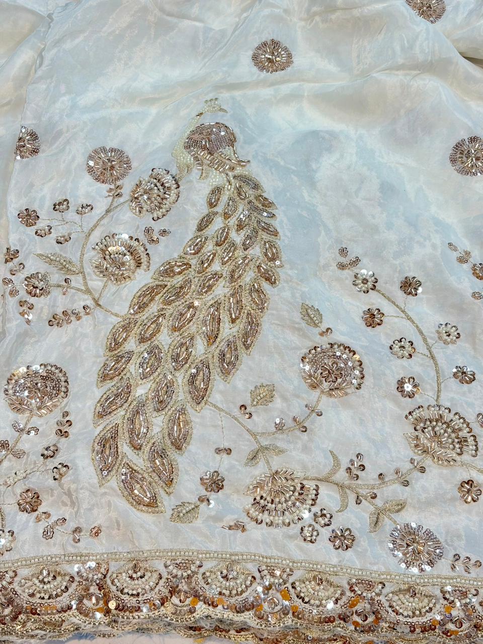 Natural crepe Luxe Handwork Crêpe width 44 bridal wear ✅Dyble