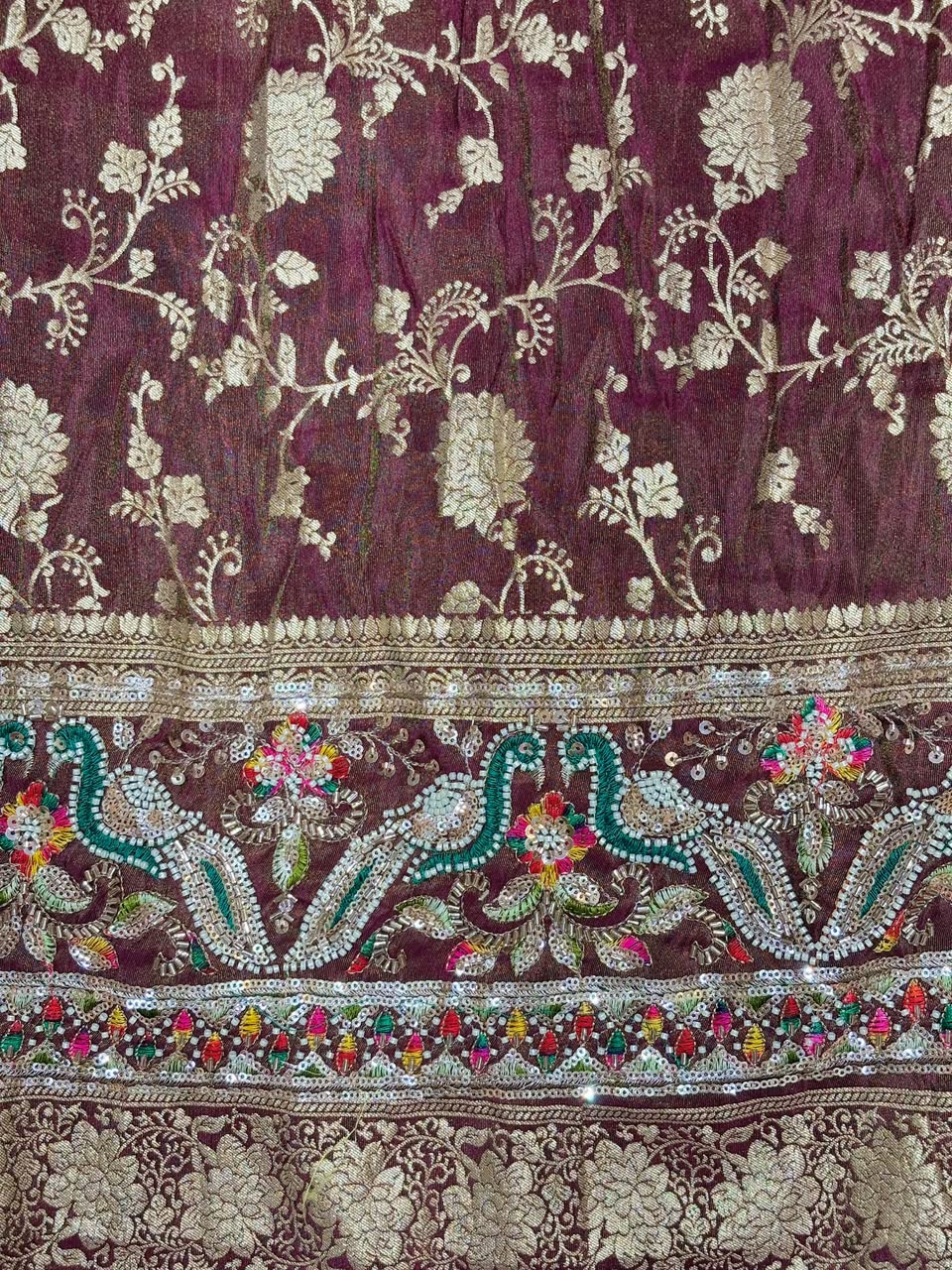✨ Premium Pure Viscose Tissue Fabric – Bridal maggam work width 44