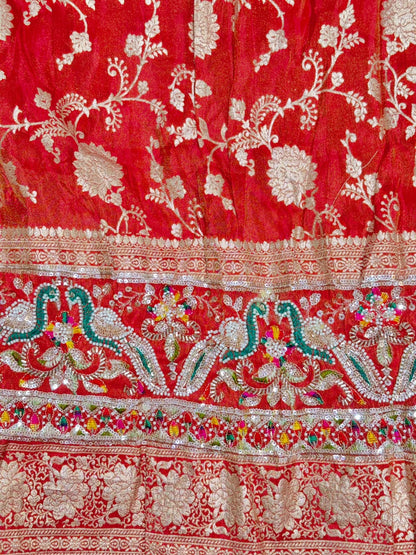 ✨ Premium Pure Viscose Tissue Fabric – Bridal maggam work  width 44  red
