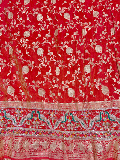 ✨ Premium Pure Viscose Tissue Fabric – Bridal maggam work  width 44  red