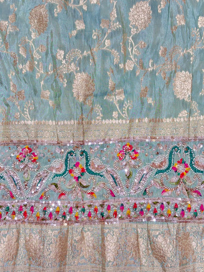 ✨ Premium Pure Viscose Tissue Fabric – Bridal maggam work  width 44