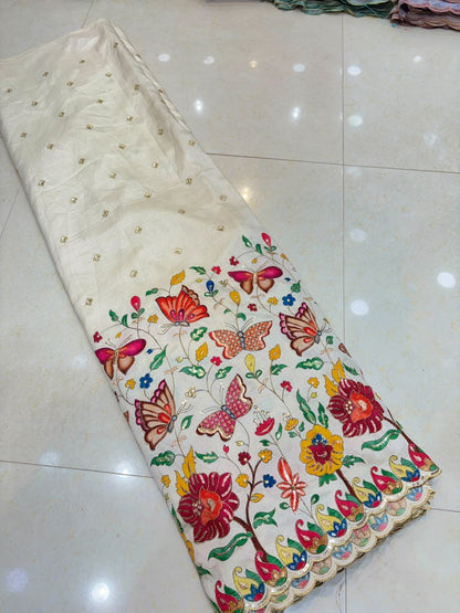 Pure Kalamkari Malai Silk Fabric ✨ soft width 45