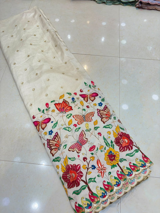 Pure Kalamkari Malai Silk Fabric ✨ soft width 45
