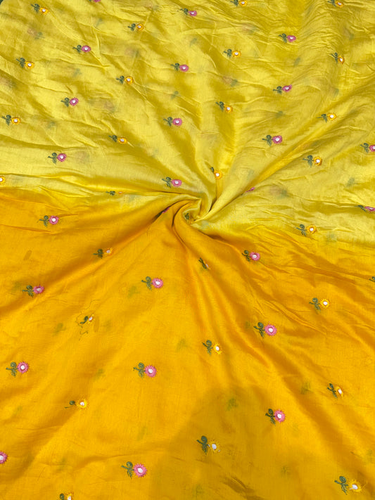 PURE  Mul Chandari Double Shaded  VERY SOFT Embroidered Fabric – 44 Inch Width