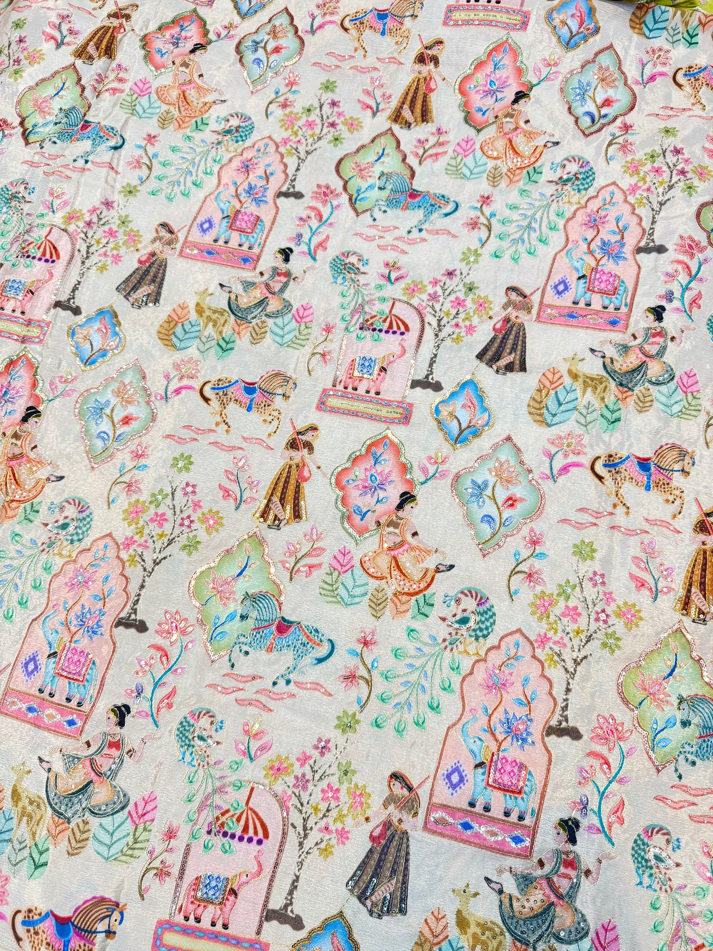 Kalamkari Luxury Heritage Print Fabric – 44 Inches Width (offwhite)