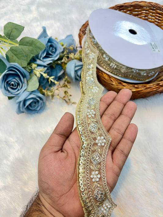 Premium Designer handmade Lace – 9 Meter Decorative cutwork design lace
