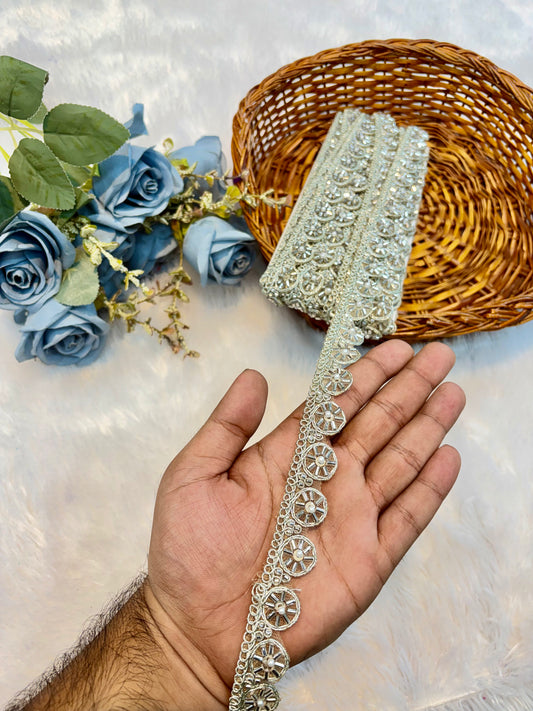 Handmade Designer Lace – 9 Meter Premium Decorative Lace (water green)