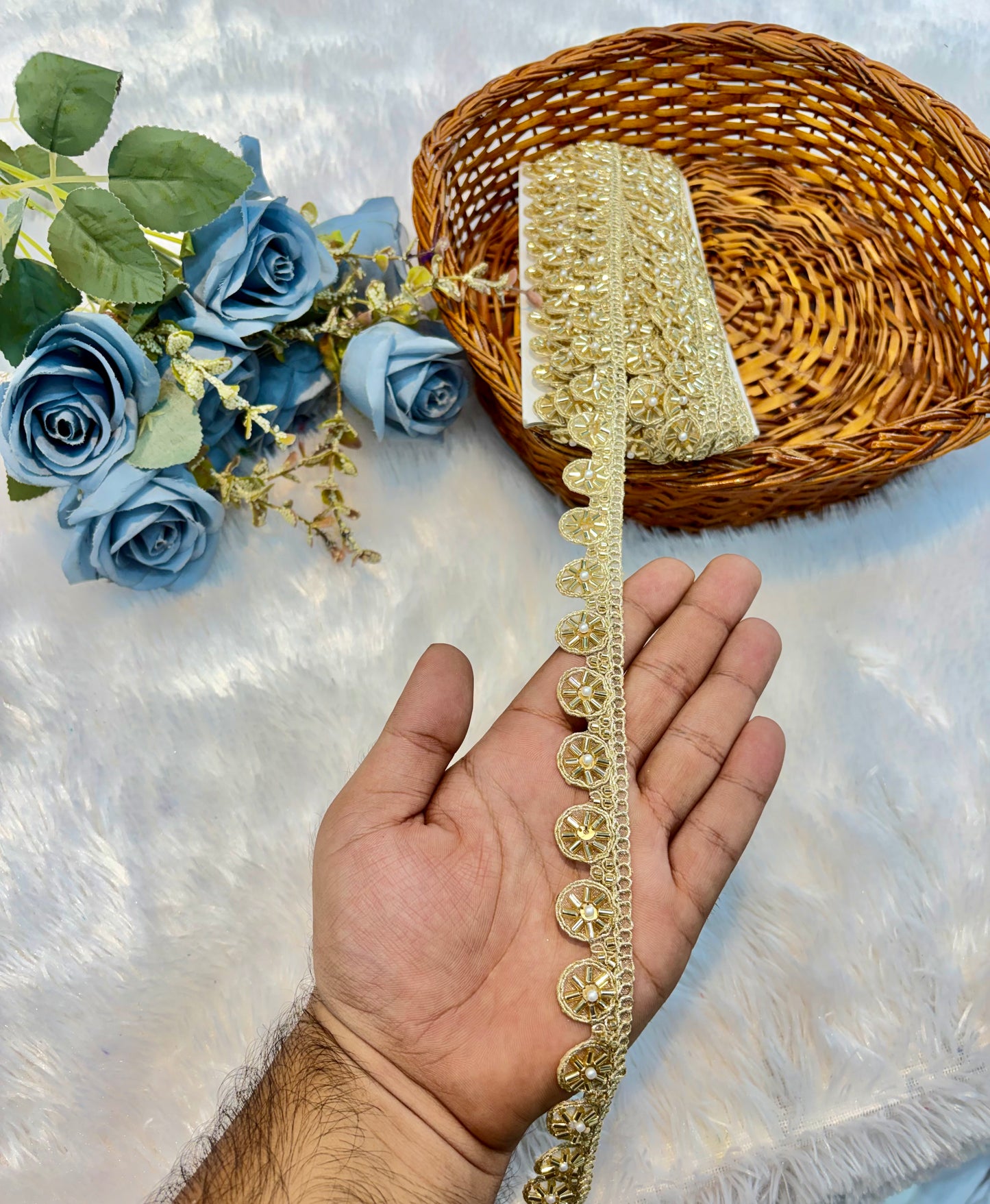 Handmade Designer Lace – 9 Meter Premium Decorative Lace (gold)