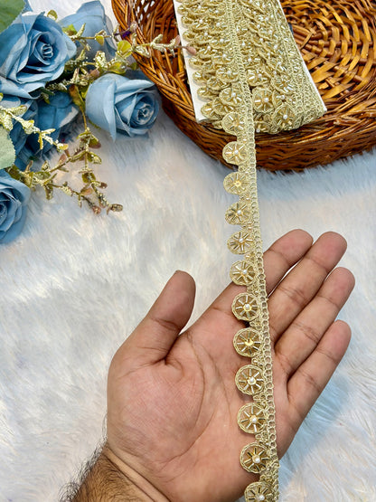 Handmade Designer Lace – 9 Meter Premium Decorative Lace (gold)