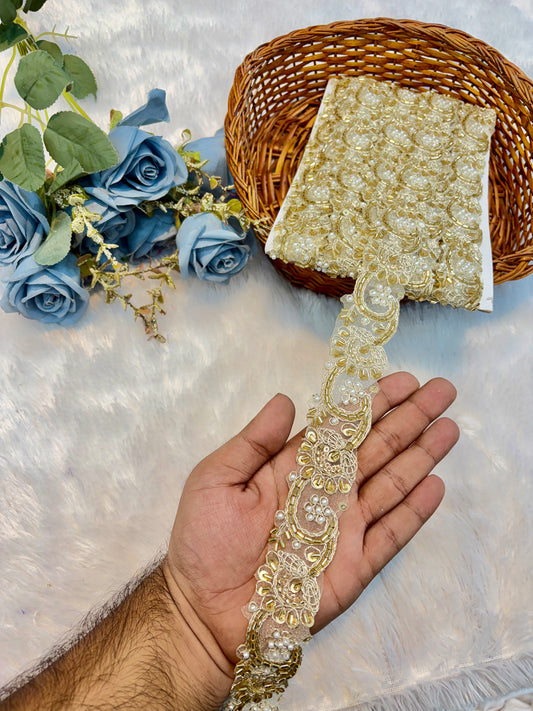 Handmade Designer Lace – 9 Meter Premium Decorative Lace (gold)