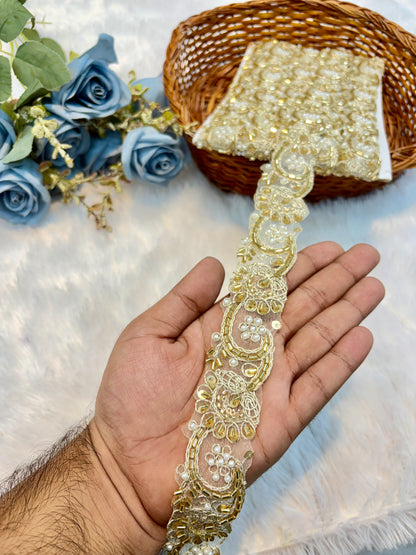 Handmade Designer Lace – 9 Meter Premium Decorative Lace (gold)