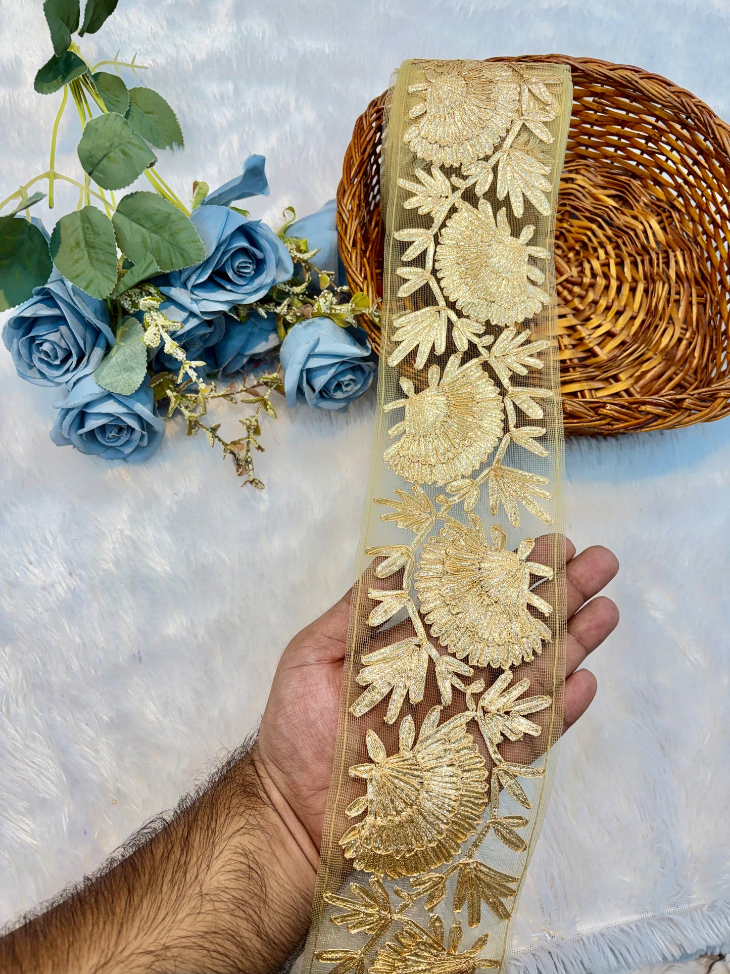 Premium Embroidered Designer Lace – 9 Meter Elegant Decorative Border