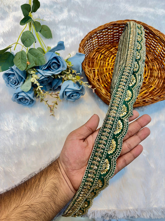 Premium handmade Designer Lace – 9 Meter Premium Decorative Lace (bottle green)