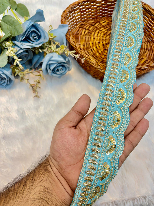 Premium handmade Designer Lace – 9 Meter Premium Decorative Lace (sky blue)