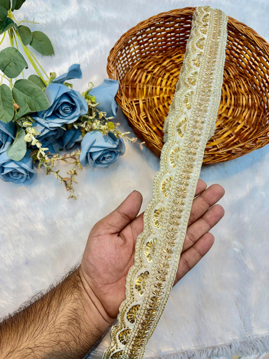 Premium handmade Designer Lace – 9 Meter Premium Decorative Lace (white gold)