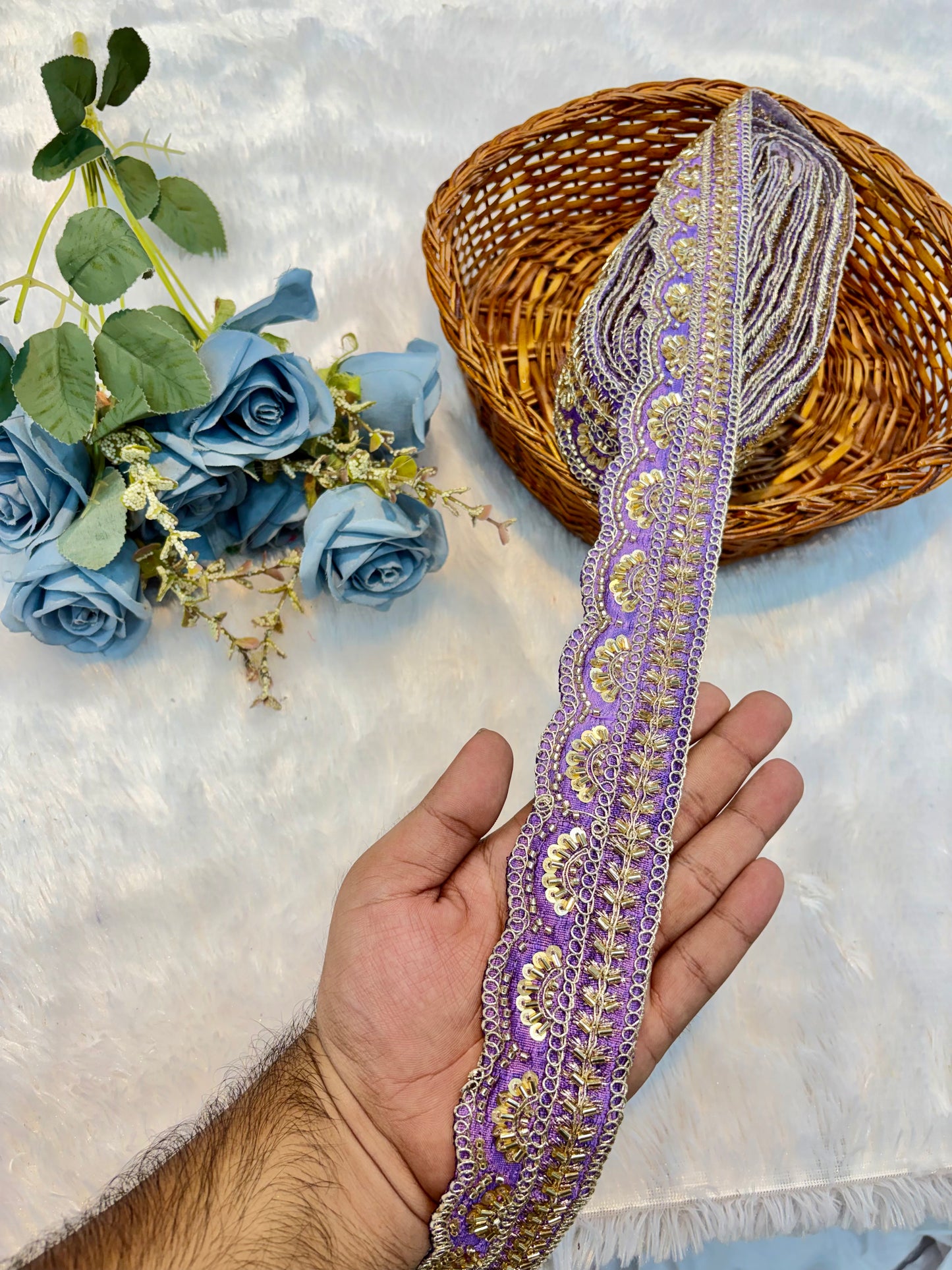 Premium handmade Designer Lace – 9 Meter Premium Decorative Lace (lavender)
