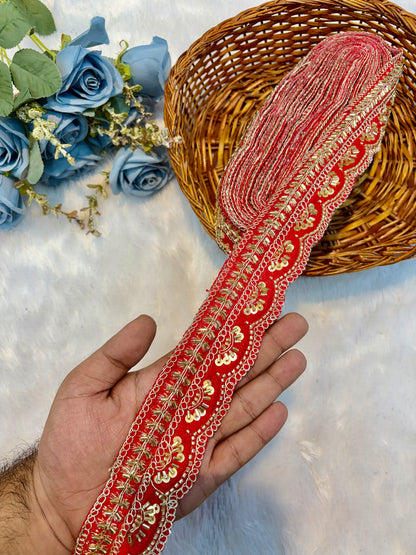Premium handmade Designer Lace – 9 Meter Premium Decorative Lace (red)