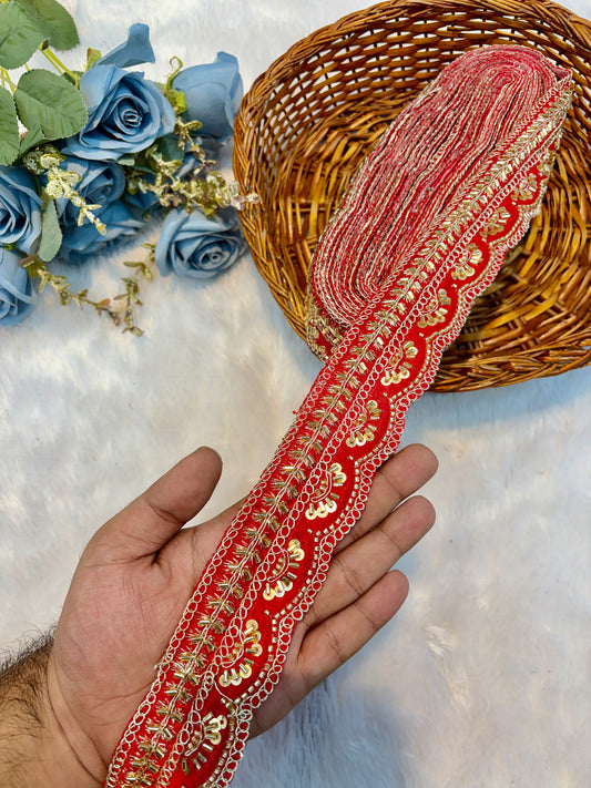 Premium handmade Designer Lace – 9 Meter Premium Decorative Lace (red)