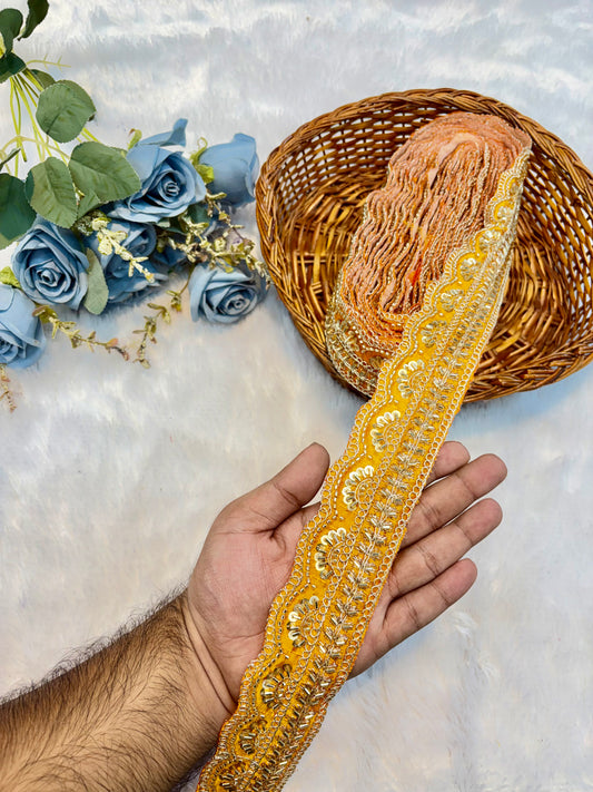 Premium handmade Designer Lace – 9 Meter Premium Decorative Lace (yellow)