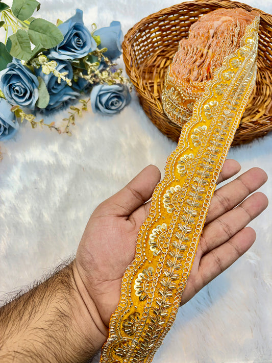 Premium handmade Designer Lace – 9 Meter Premium Decorative Lace (yellow)
