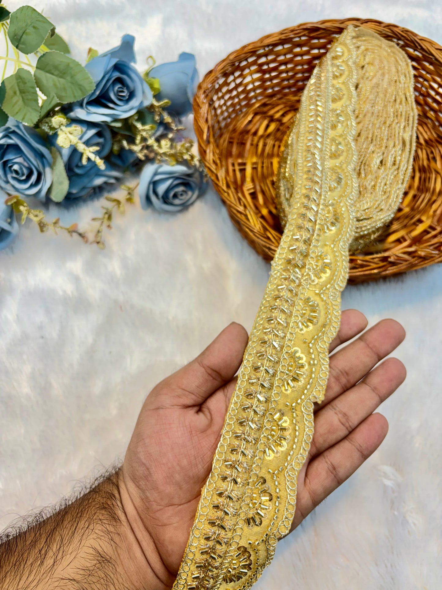 Premium handmade Designer Lace – 9 Meter Premium Decorative Lace (cream)