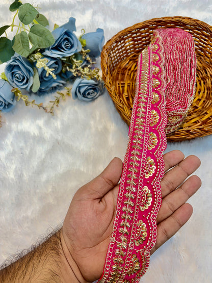 Premium handmade Designer Lace – 9 Meter Premium Decorative Lace (rani pink)