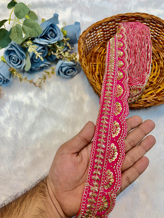 Premium handmade Designer Lace – 9 Meter Premium Decorative Lace (rani pink)