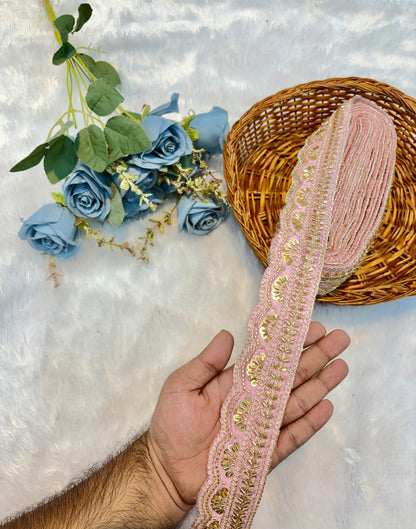 Premium handmade Designer Lace – 9 Meter Premium Decorative Lace (baby pink)